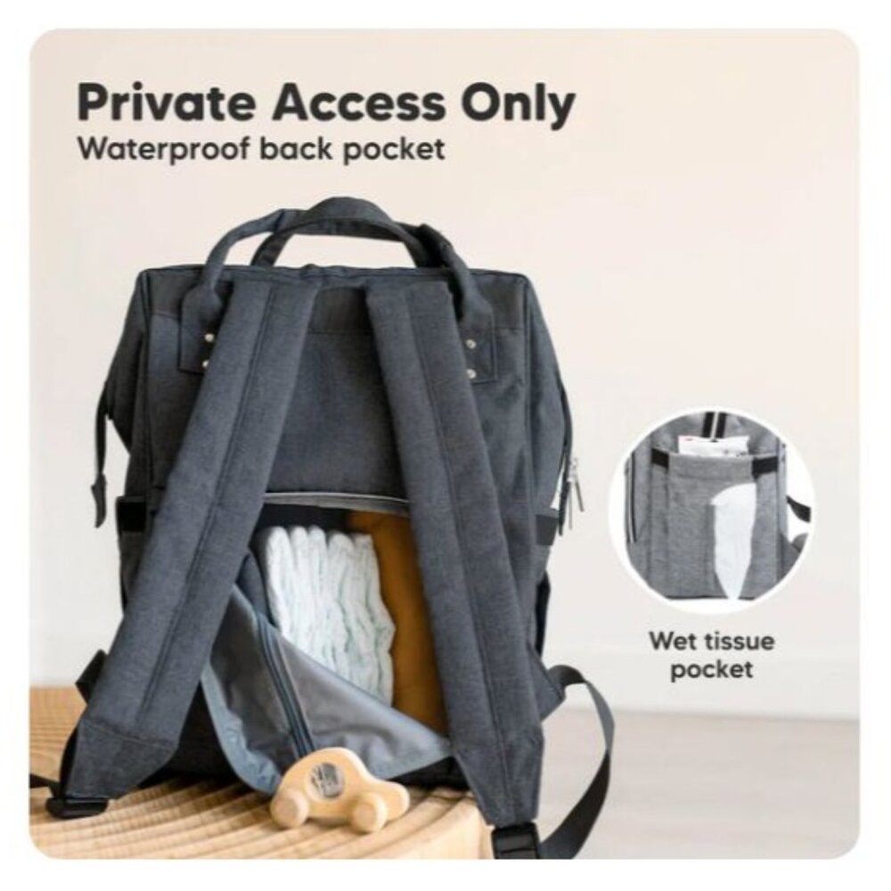 KeaBabies Original Diaper Bag Mystic Gray Large Capacity & Multi-Functional - Picture 11 of 11